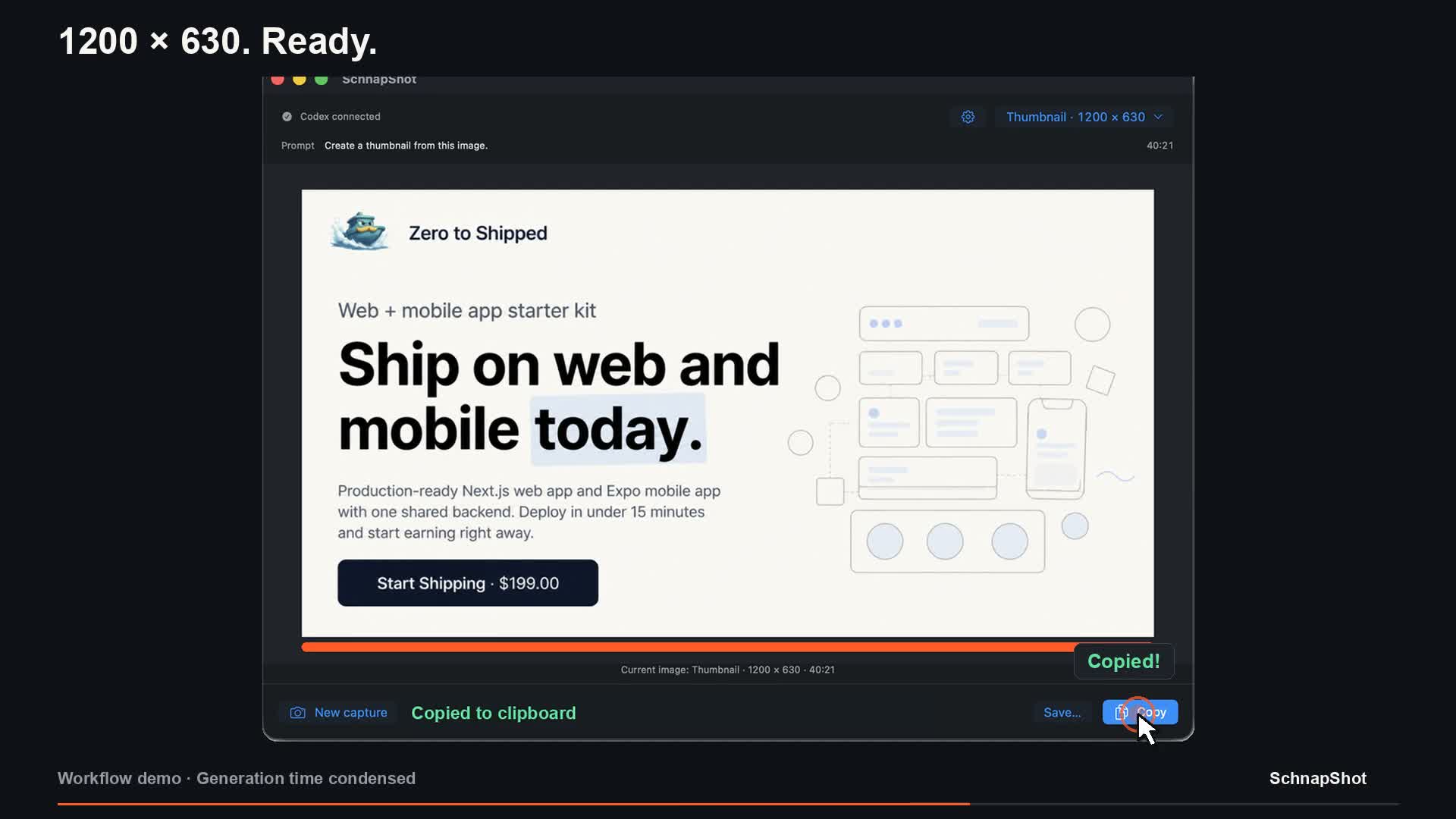 SchnapShot screenshot-to-image workflow preview.