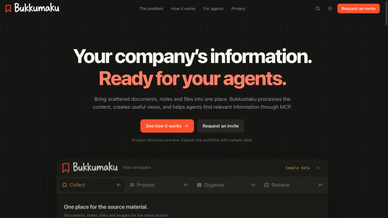 Bukkumaku company information workflow preview, with sample data.